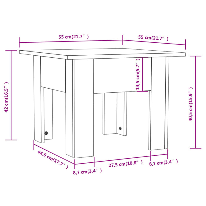 Salontafel 55X55X42 Cm Bewerkt Hout