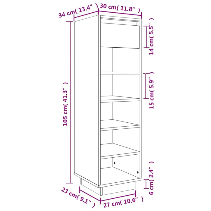 Schoenenkast 30X34X05 Cm Massief Grenenhout Wit