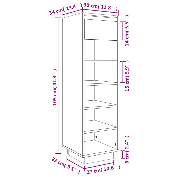 Schoenenkast 30X34X05 Cm Massief Grenenhout Honingbruin