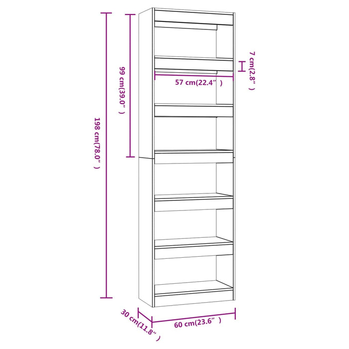 Boekenkast/Kamerscherm 60X30X198 Cm