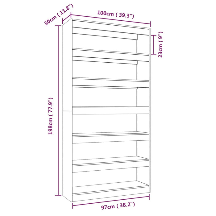 Boekenkast/Kamerscherm 100X30X198 Cm Bewerkt Hout