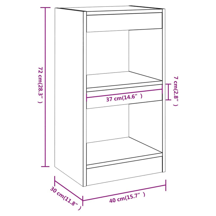 Boekenkast/Kamerscherm 40X30X72 Cm Eikenkleurig