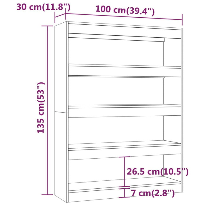 Boekenkast/Kamerscherm 00X30X35 Cm Bruineikenkleurig