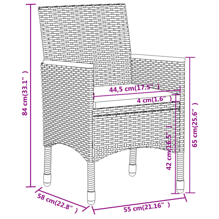 Bistroset Poly Rattan En Massief Hout