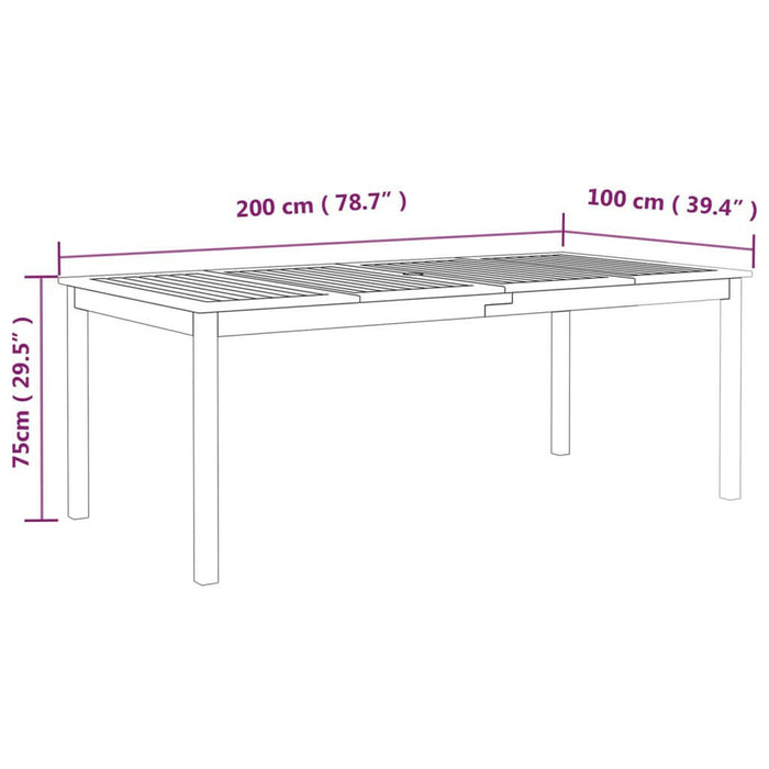 Tuintafel 200X100X75 Cm Massief Acaciahout Grijs