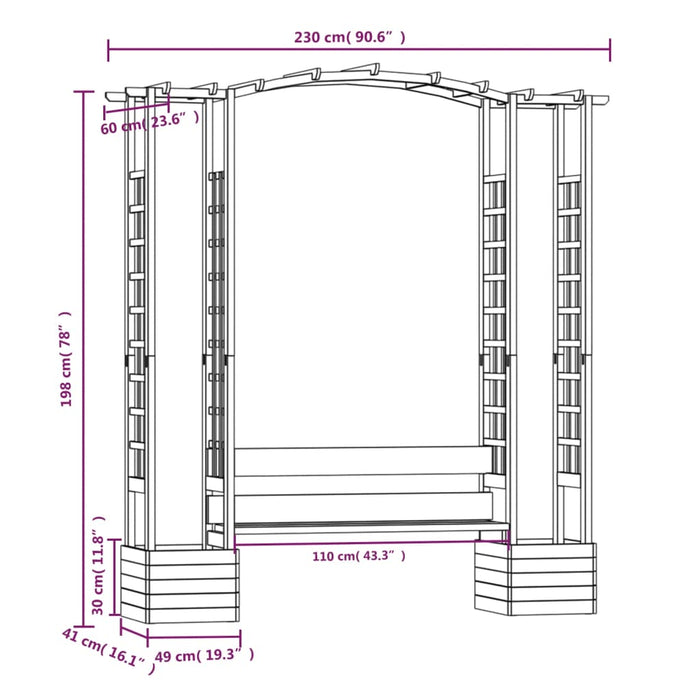 Pergola Met Bank En Plantenbakken Geïmpregneerd Grenenhout