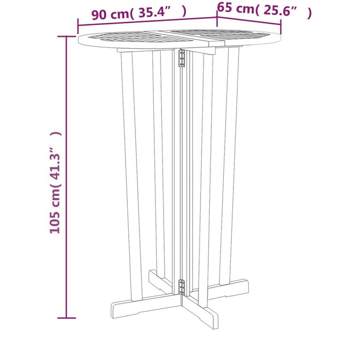 Bartafel Inklapbaar 90X65X105 Cm Massief Teakhout