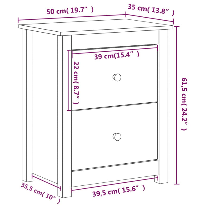 Nachtkastjes 50X35X61,5 Cm Massief Grenenhout