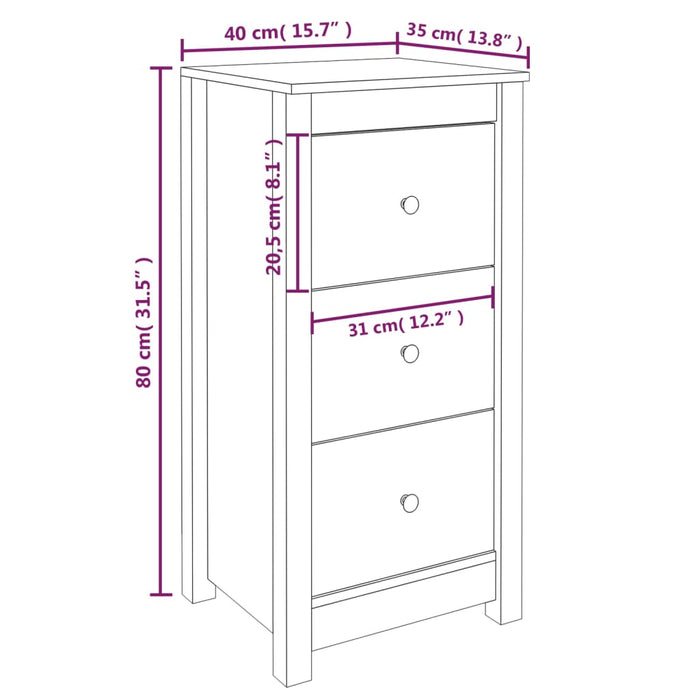 Dressoirs 40X35X80 Cm Massief Grenenhout