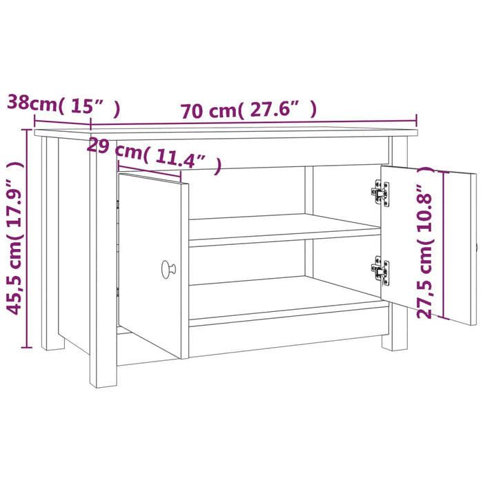 Schoenenkast 70X38X45,5 Cm Massief Grenenhout Grijs