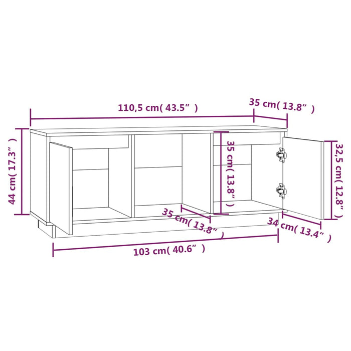 Tv-Meubel 0,5X35X44 Cm Massief Grenenhout