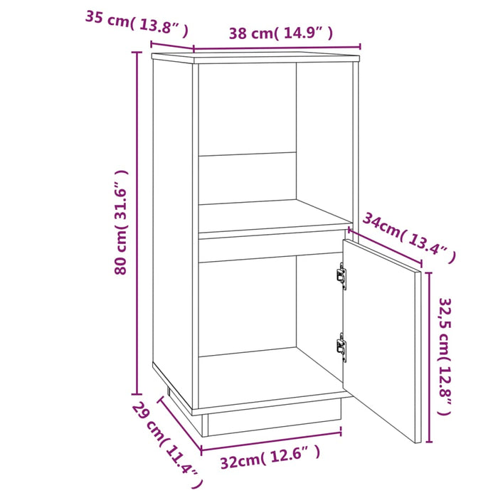 Dressoir 38X35X80 Cm Massief Grenenhout