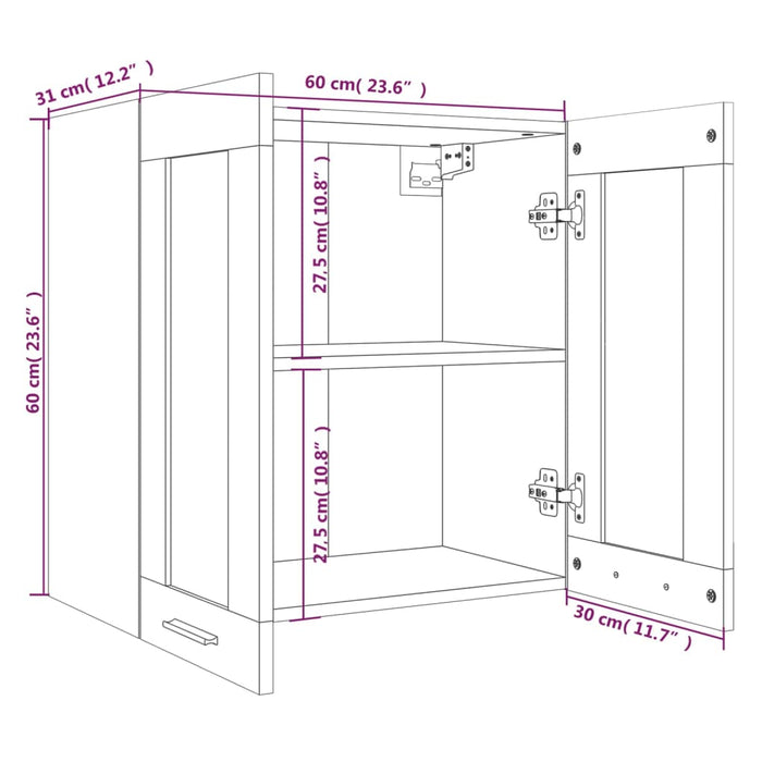 Wandkast Hangend 60X31X60 Cm Bewerkt Hout Grijs Sonoma Eiken