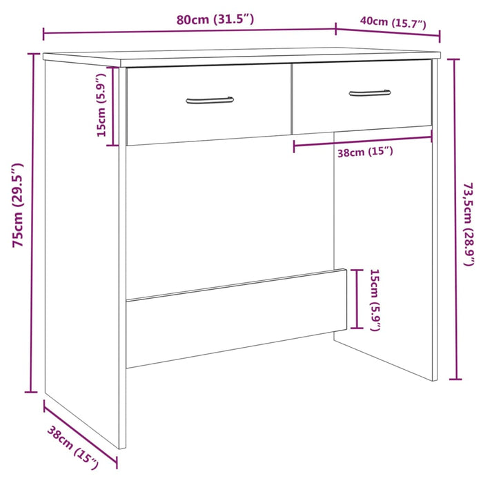 Bureau 80X40X75 Cm Bewerkt Hout Eikenkleurig