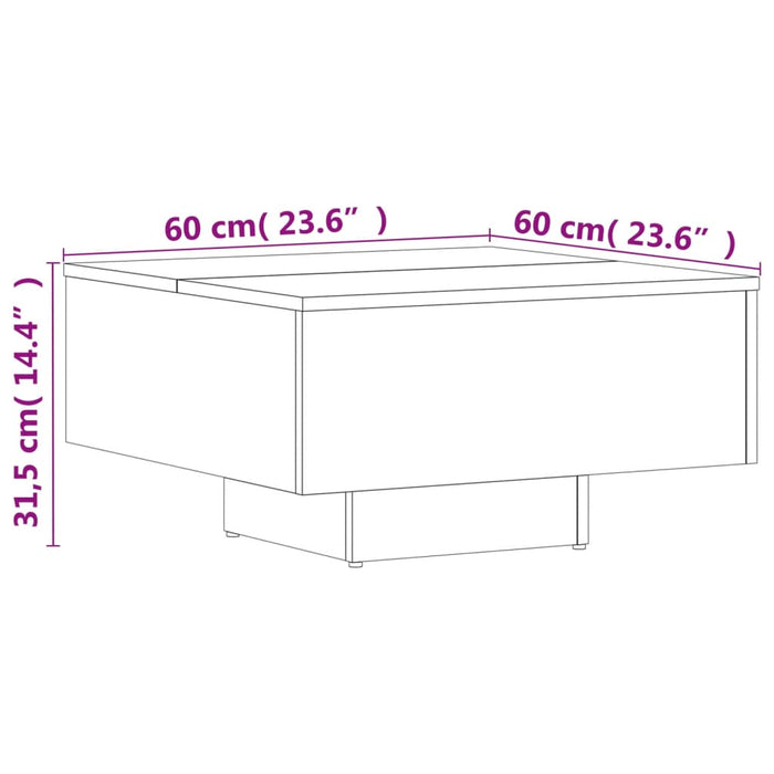 Salontafel 60X60X31,5 Cm Bewerkt Hout Kleurig