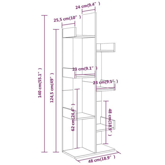 Boekenkast 48X25,5X140 Cm Bewerkt Hout Kleurig