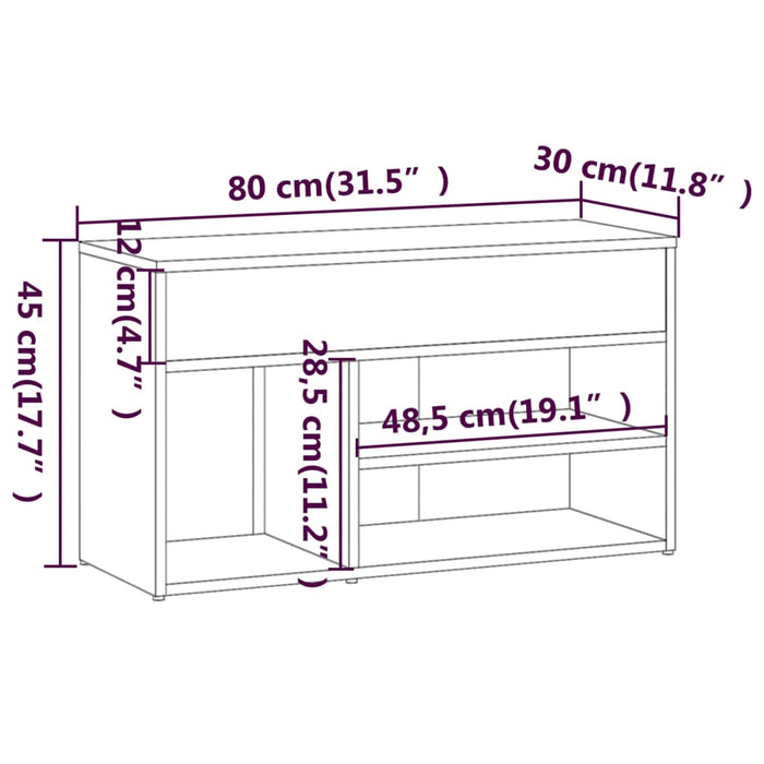 Schoenenbankje 80X30X45 Cm Bewerkt Hout Kleurig