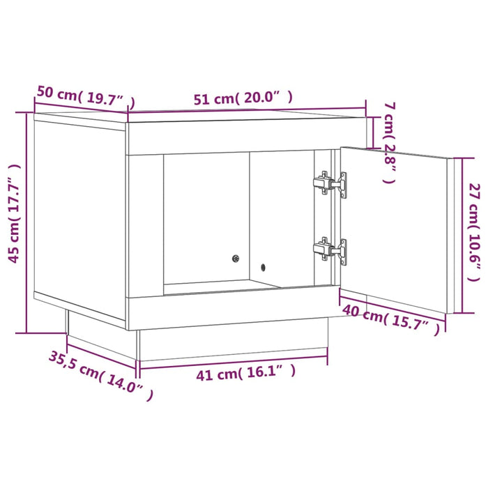 Salontafel 51X50X45 Cm Bewerkt Hout Eikenkleurig