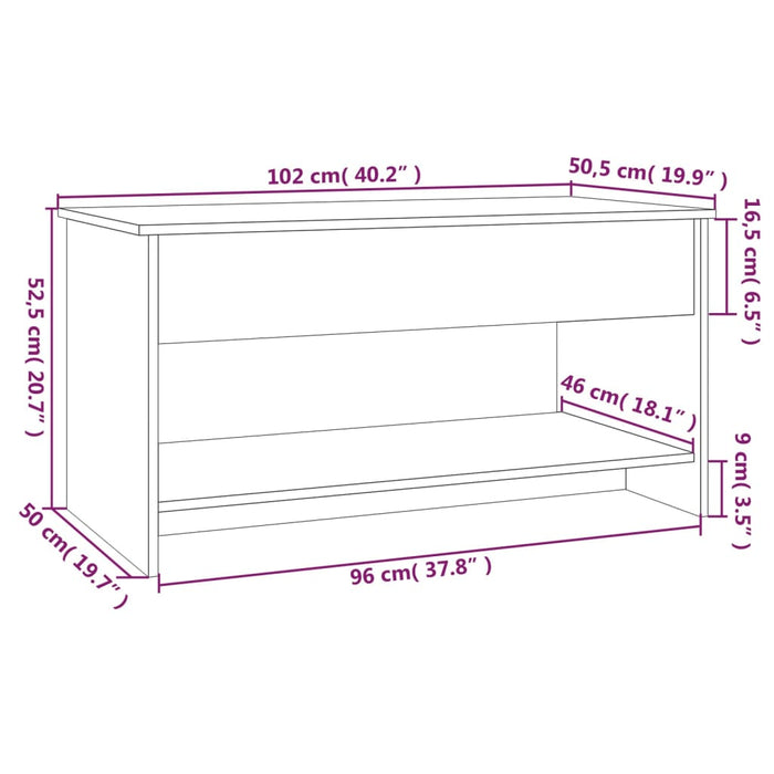 Salontafel 102X50X52,5 Cm Bewerkt Hout