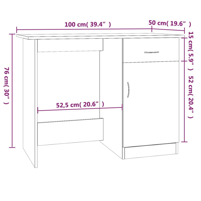 Bureau 100X50X76 Cm Bewerkt Hout Eikenkleurig