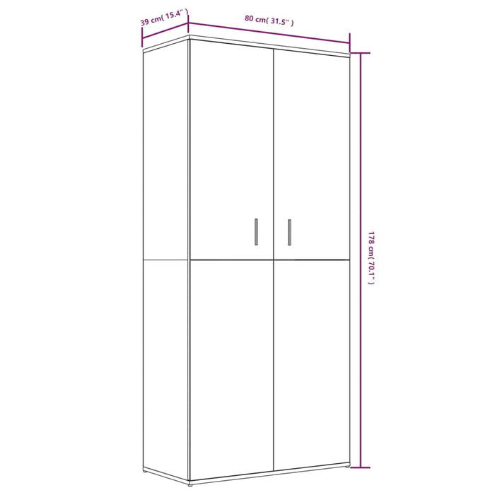 Schoenenkast 80X39X78 Cm Bewerkt Hout Bruineikenkleurig Bruin Eikenkleur