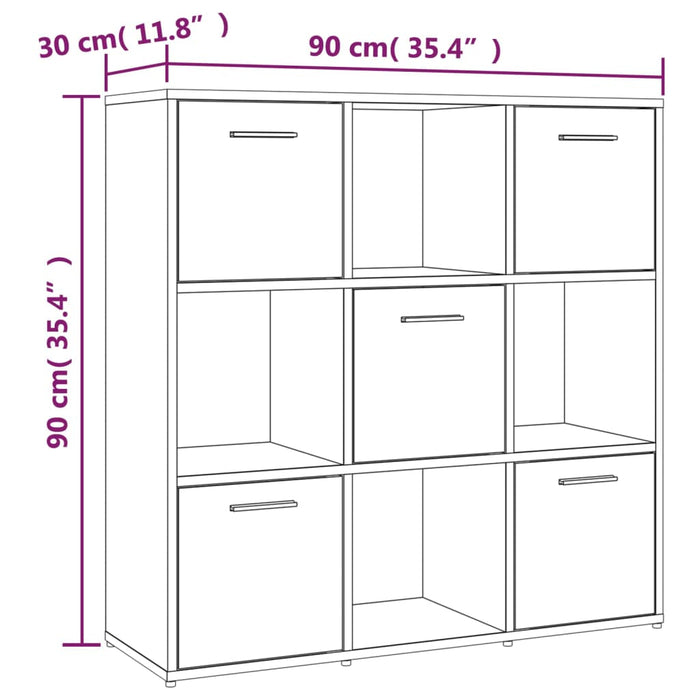 Boekenkast 90X30X90 Cm Bewerkt Hout Bruineikenkleurig