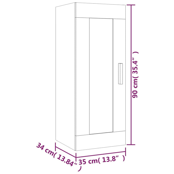 Hangkast 35X34X90 Cm Bewerkt Hout Kleurig