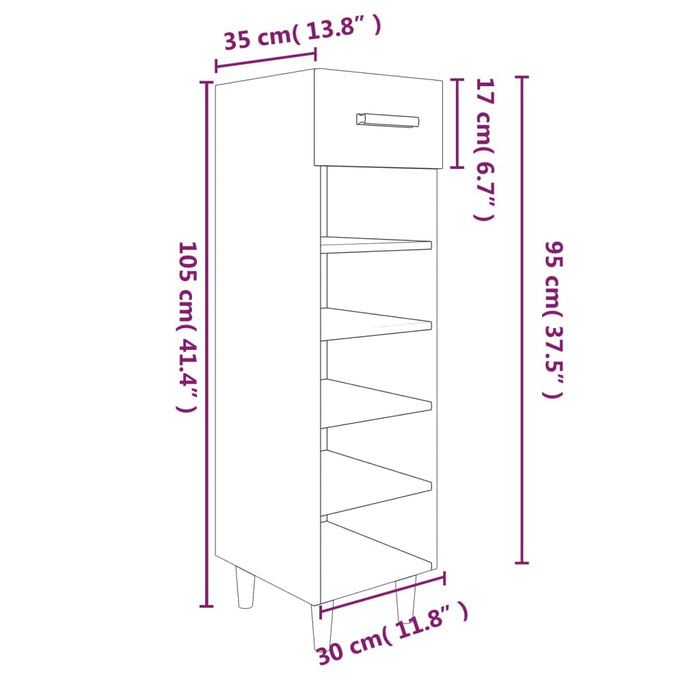 Schoenenkast 30X35X05 Cm Bewerkt Hout Betongrijs