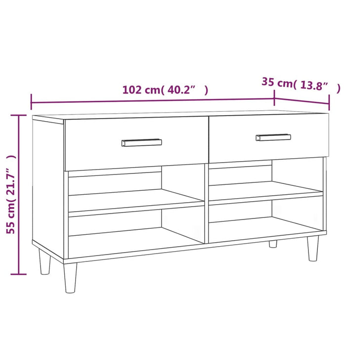 Schoenenkast 02X35X55 Cm Bewerkt Hout Wit