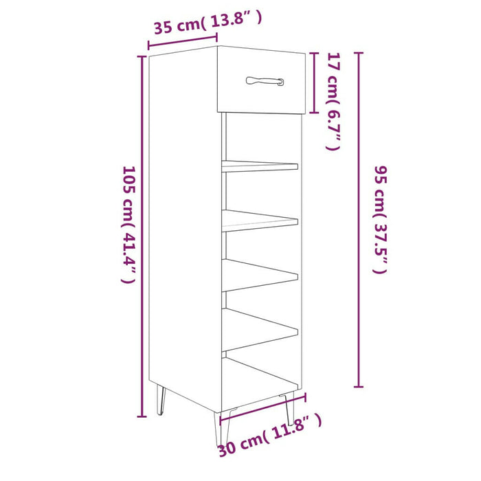 Schoenenkast 30X35X105 Cm Bewerkt Hout Gerookt Eikenkleurig