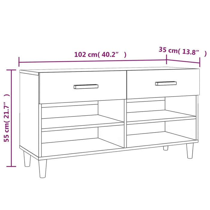 Schoenenkast 02X35X55 Cm Bewerkt Hout Eikenkleur Grijs Sonoma