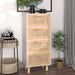 Dressoir 40X30X90 Cm Massief Grenen Hout En Rattan