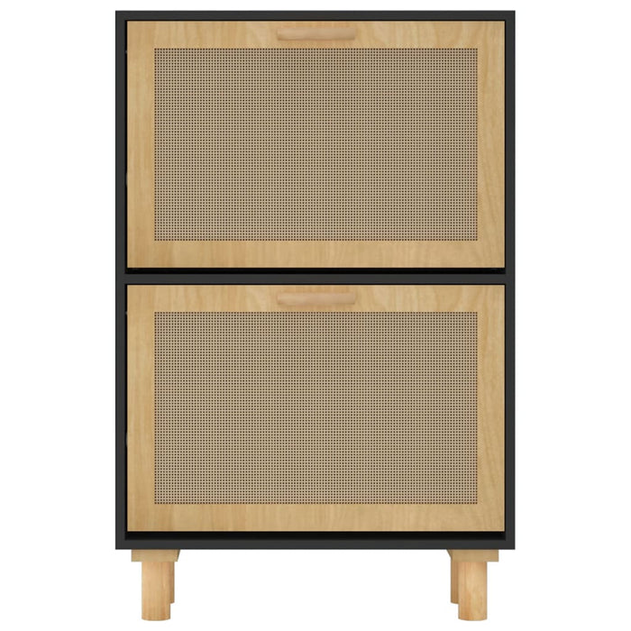 Schoenenkast 52X25X80 Cm Bewerkt Hout En Rattan