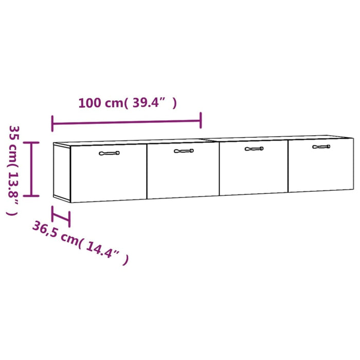 Wandkasten 2 St 00X36,5X35 Cm Bewerkt Hout Zwart