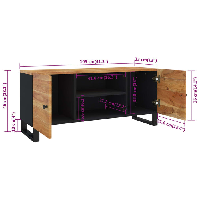 Tv-Meubel 105X33X46 Cm Massief Acaciahout