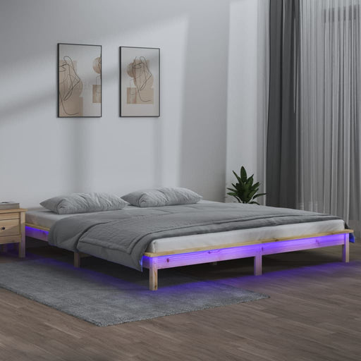 Bedframe Led Massief Hout