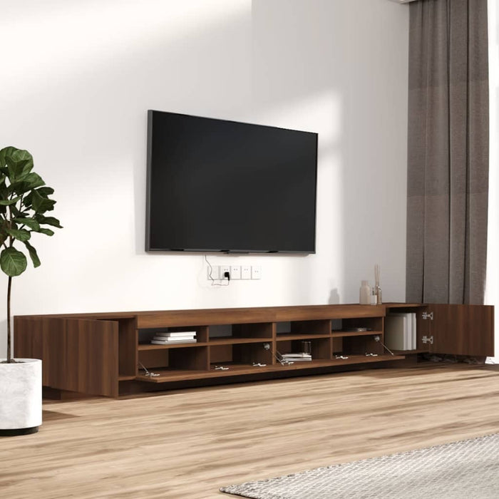 3-Delige Tv-Meubelset Met Led Bewerkt Hout