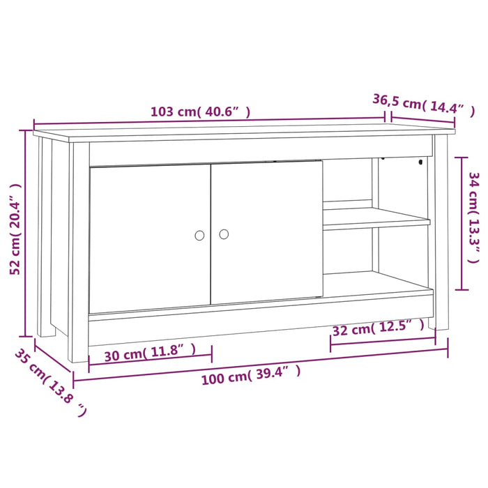 Tv-Meubel 03X36,5X52 Cm Massief Grenenhout