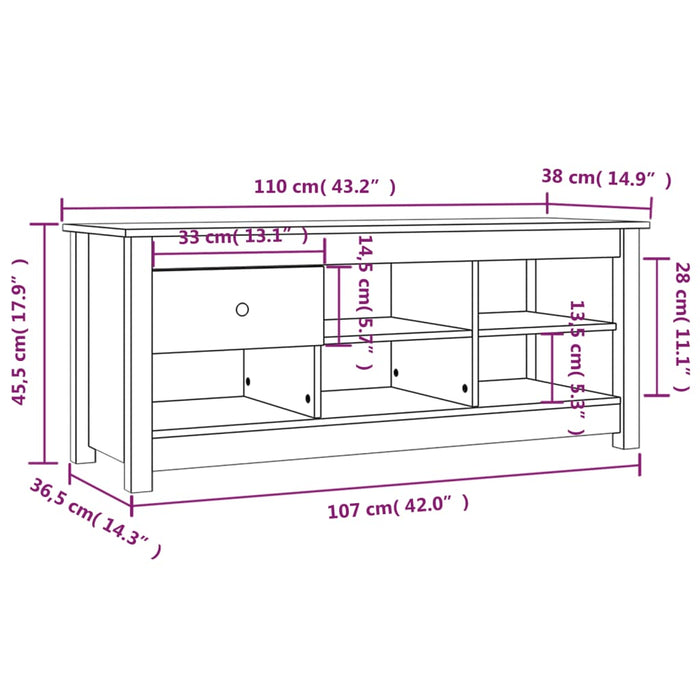 Schoenenkast 0X38X45,5 Cm Massief Grenenhout Grijs