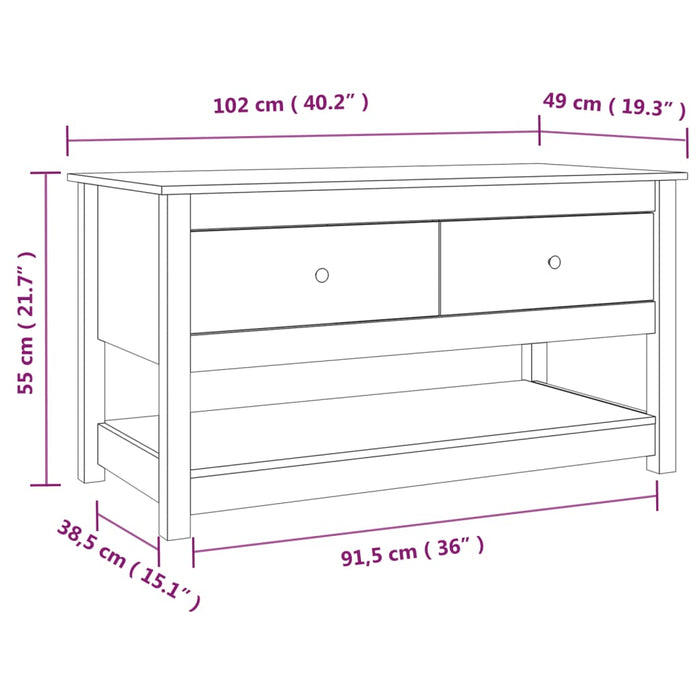 Salontafel 102X49X55 Cm Massief Grenenhout Zwart