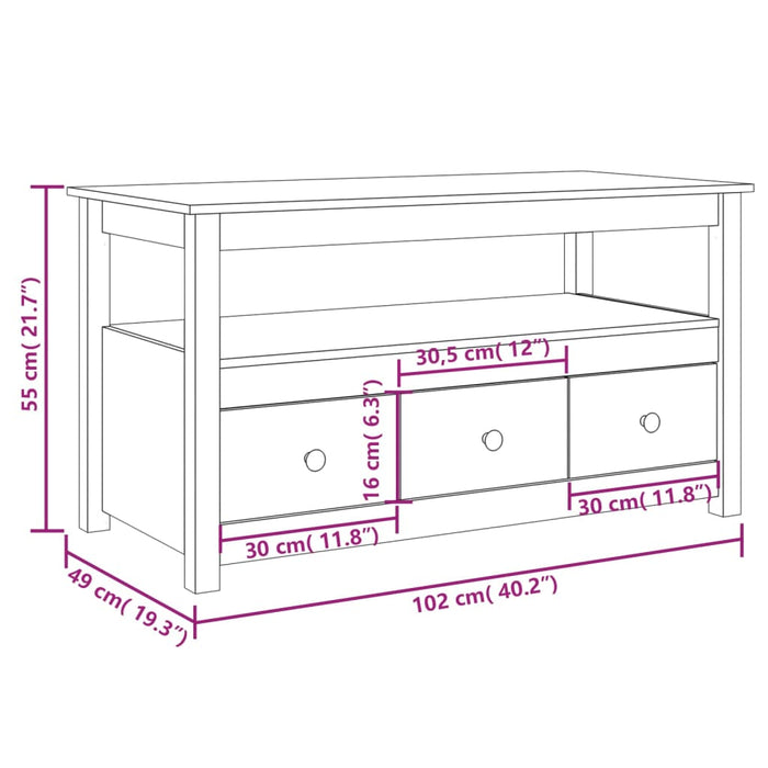 Salontafel 102X49X55 Cm Massief Grenenhout