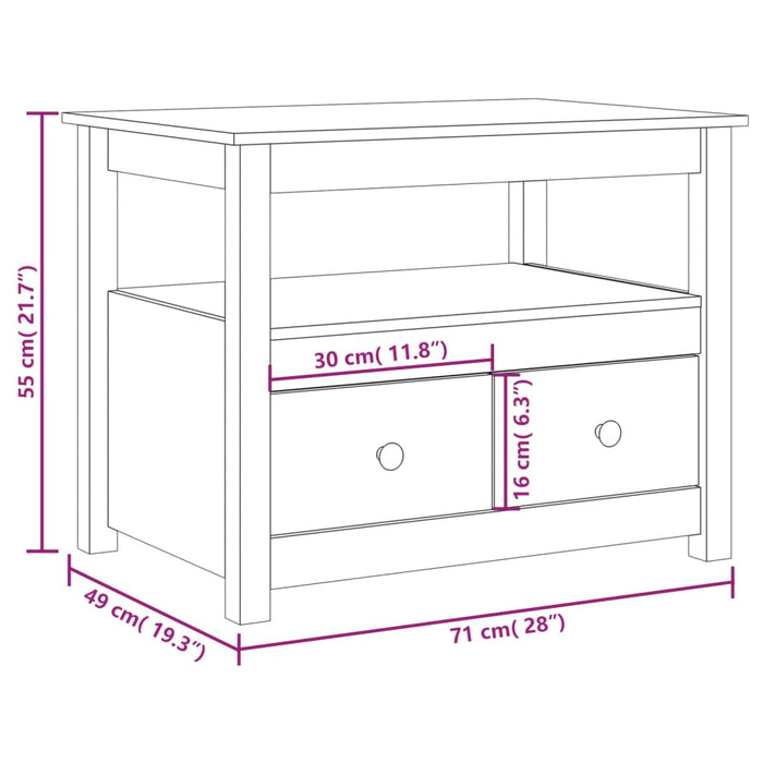 Salontafel 71X49X55 Cm Massief Grenenhout