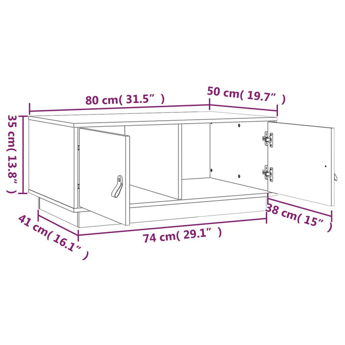 Salontafel 80X50X35 Cm Massief Grenenhout