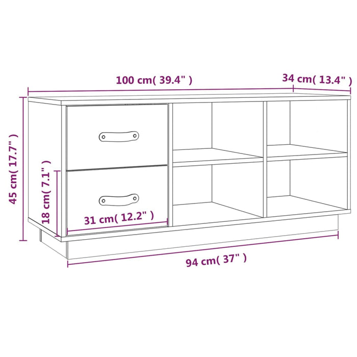 Schoenenbank 100X34X45 Cm Massief Grenenhout