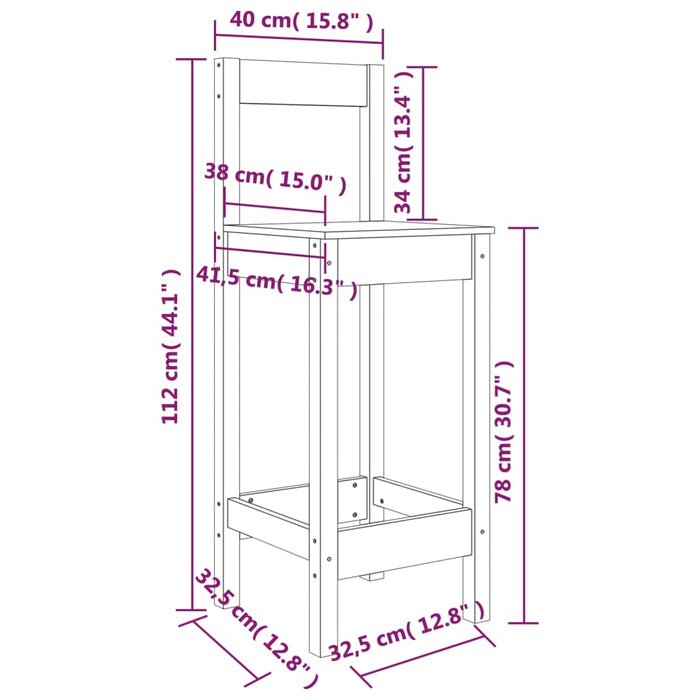 Barstoelen 40X41,5X112 Cm Massief Grenenhout