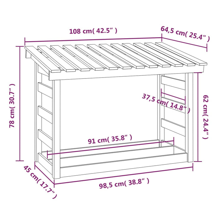 Haardhoutrek 108X64,5X78 Cm Massief Grenenhout