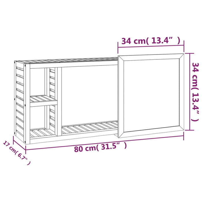 Spiegelkast 80X17X34 Cm Massief Walnotenhout