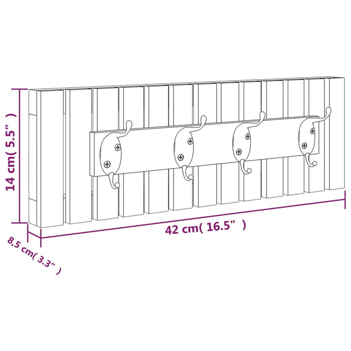 Wandkapstok 42X8,5X14 Cm Massief Walnotenhout