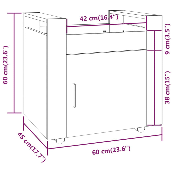 Bureaukastje 60X45X60 Cm Bewerkt Hout Bruin Eikenkleur