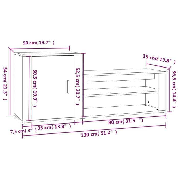 Schoenenkast 30X35X54 Cm Bewerkt Hout Wit